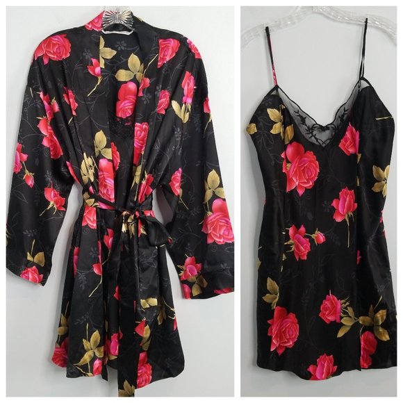 Victoria's Secret Other - Victoria's Secret 100% Silk Floral Robe & Chemise